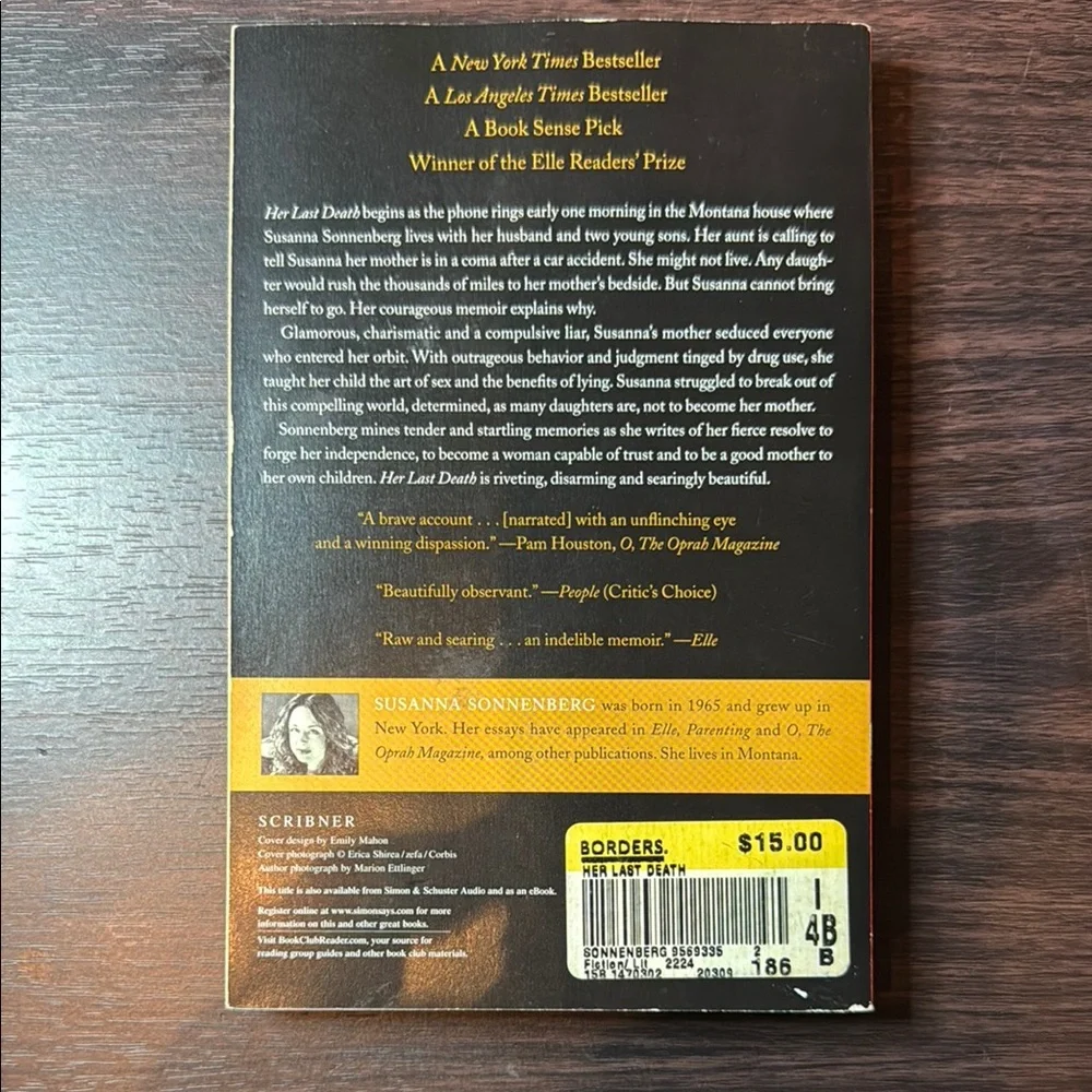 Her Last Death by Susanna Sonnenberg - Black and Orange Cover - Picture 2 of 3